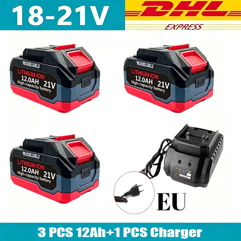 Rechargeable Li-Ion Batteries & Charger Suitable for Cordless Makita 18V/21V Power Tools
