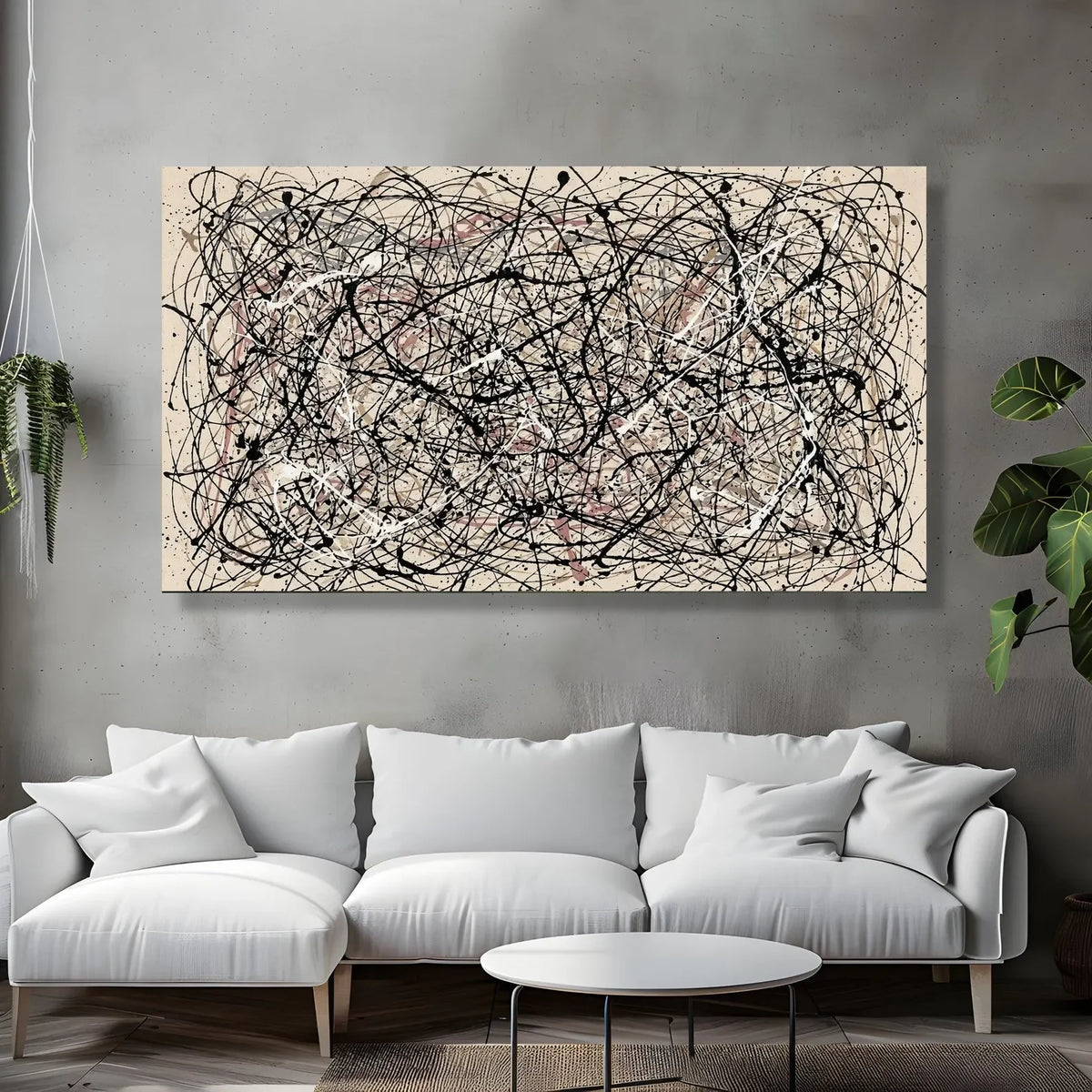 Hand Painted Jackson Pollock Style Abstract Drip Canvas Wall Art