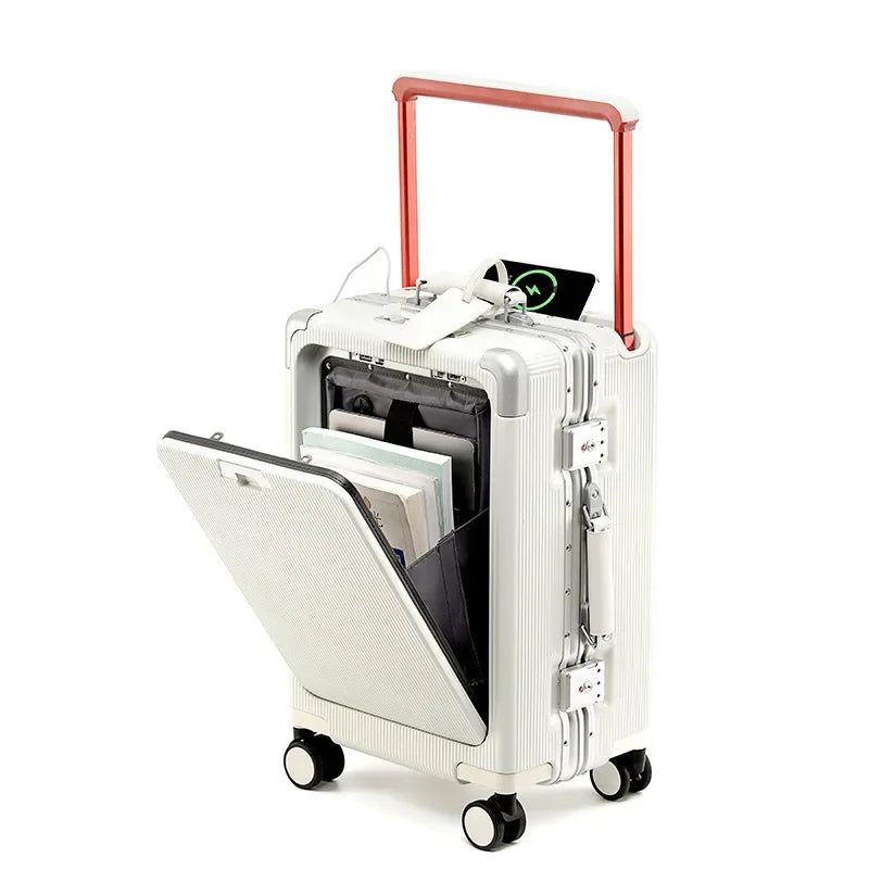 24"26 Inch Travel Suitcase Aluminum frame Wide Trolley Case Carry-on Luggage with Cup Holder 20Inch Boarding Box Rolling Luggage
