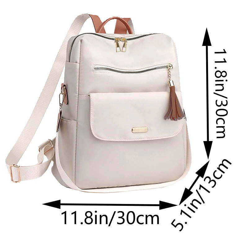 Chic Stylish Multi-Color Backpack with Tassel Detail, Adjustable Strap, Lightweight for Daily Use, Casual Functional Fashionable Bag