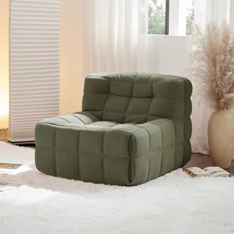 Compressible Waffle Fabric Boneless Lazy Sofa, Single Caterpillar Bean Bag Chaise