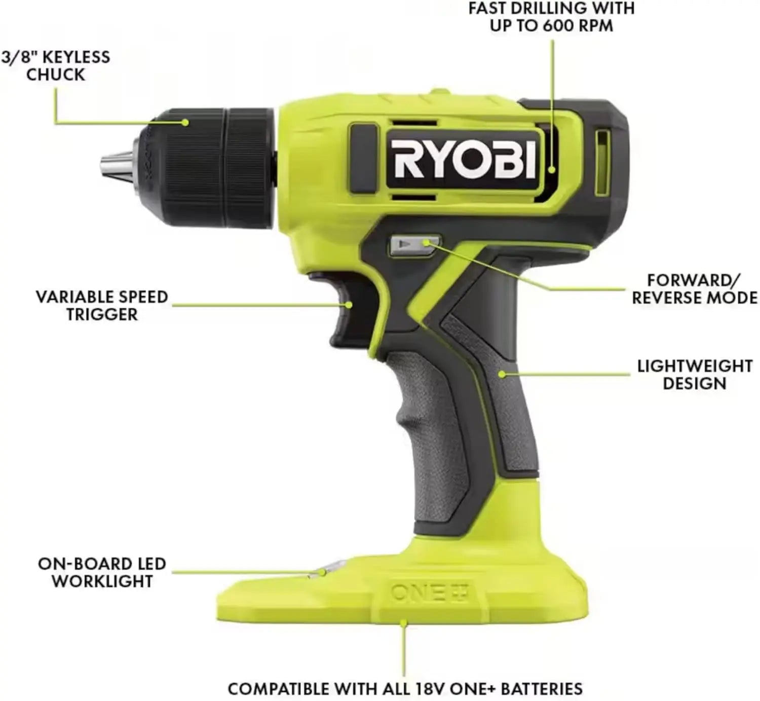 18V Cordless Drill Driver Kit with 1.5Ah Battery, Charger, Hand Tools, Drill Bits, Tool Bag, Holster, Pouch & Flashlight