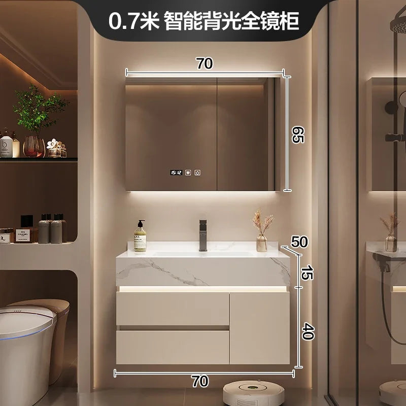 Luxury Bathroom Vanity Cabinet with Storage, Mirror, Wall Shelves