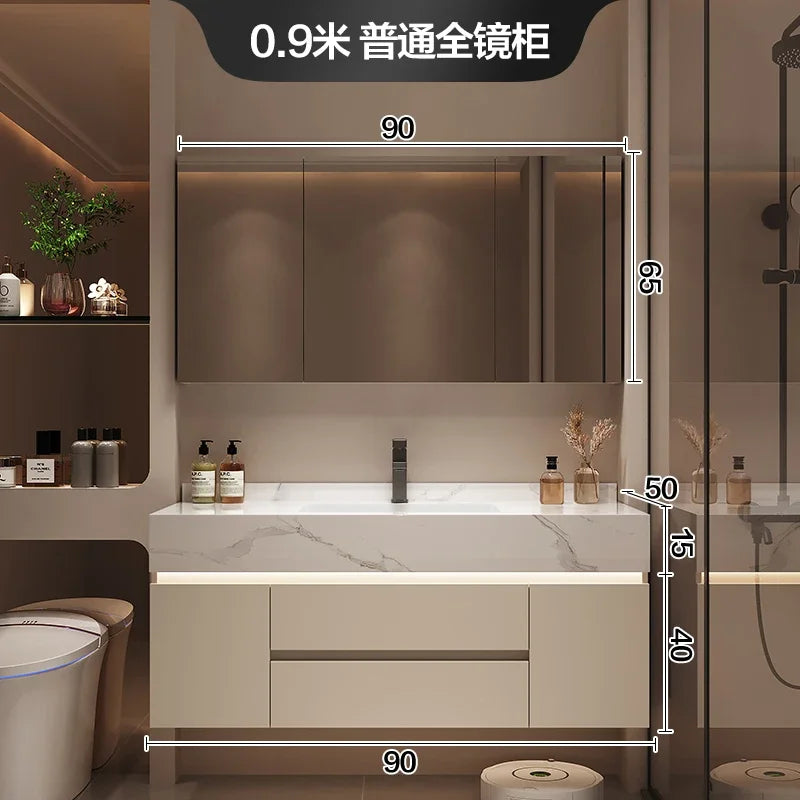 Luxury Bathroom Vanity Cabinet with Storage, Mirror, Wall Shelves
