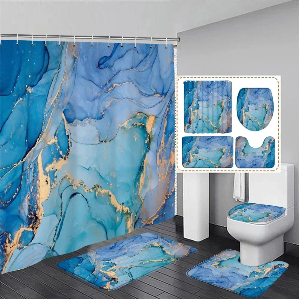 Abstract Art Bathroom Decor Door Rug Bath Mat Toilet Lid Cover