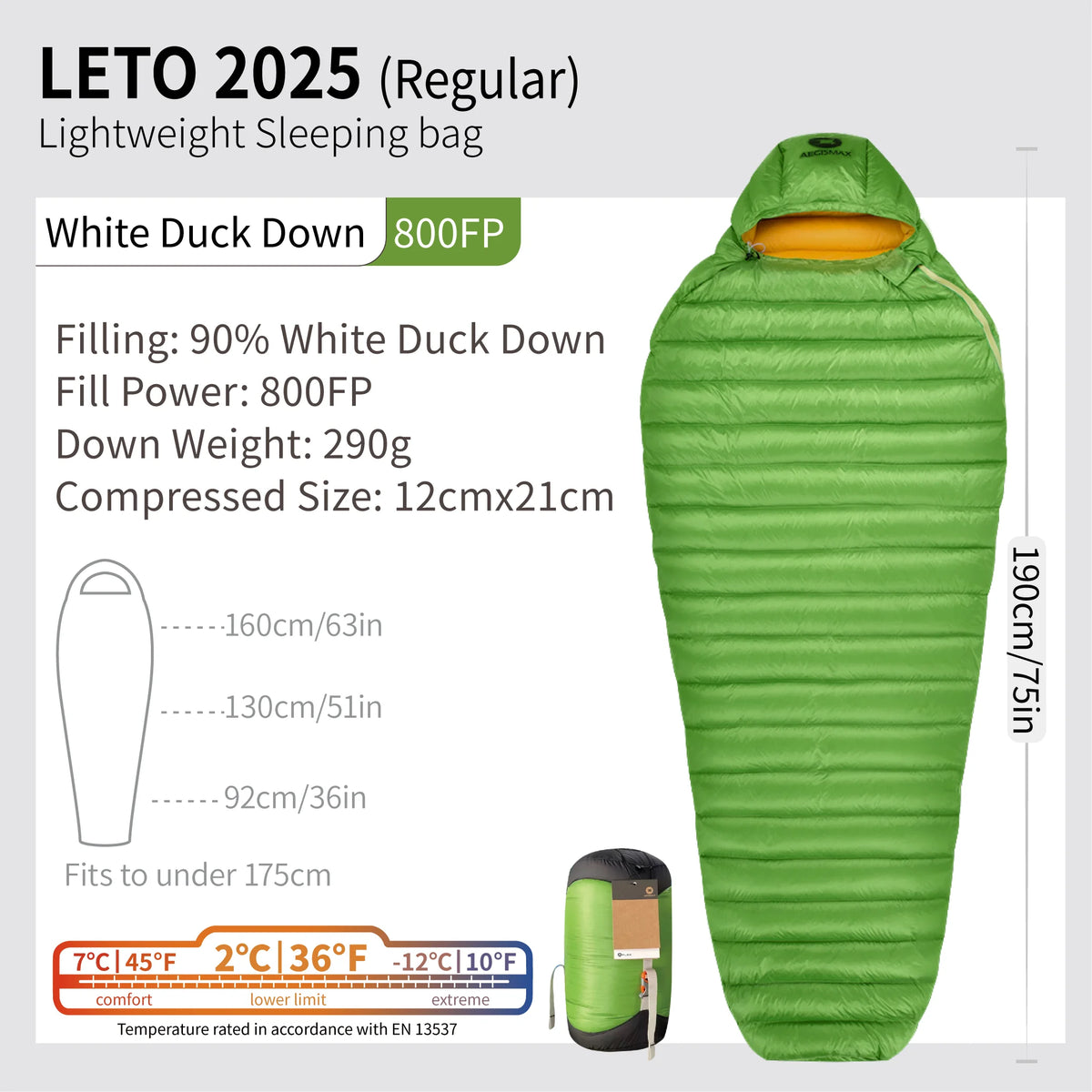 AEGISMAX LETO-2025 Series 800FP Duck Down Sleeping Bag