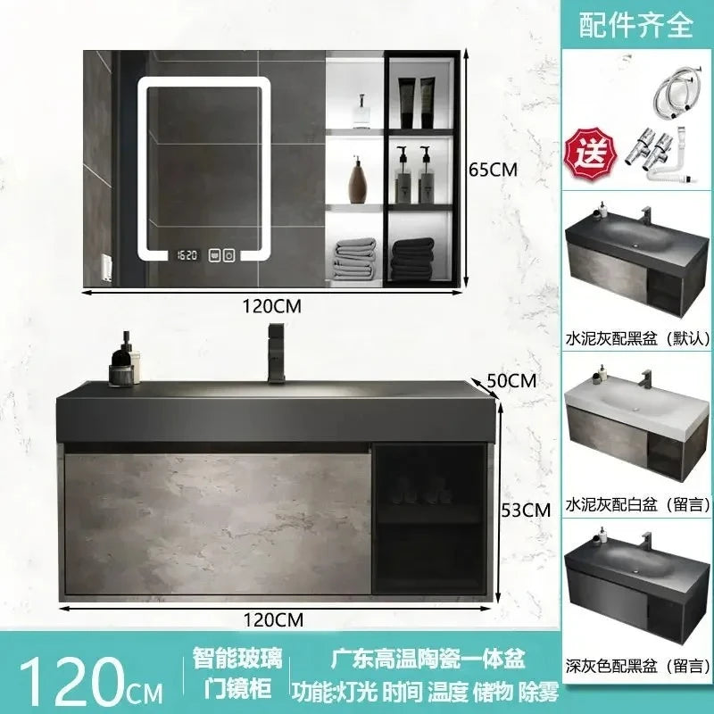 Modern Bathroom Cabinet, Smart Mirror, Integrated Washbasin Bathroom Vanity Cabinets with Sink