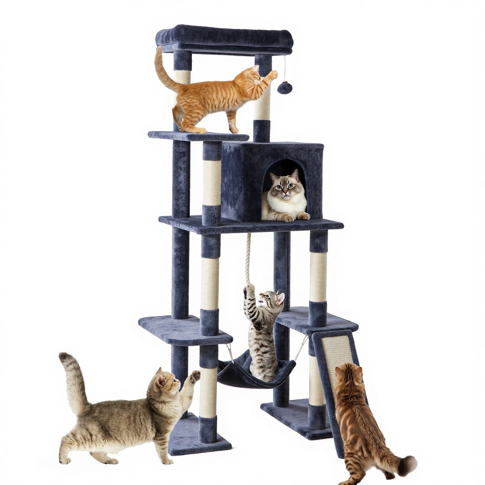 JHK 63In Cat Tree, Tall Multi-Cat Climbing Tower