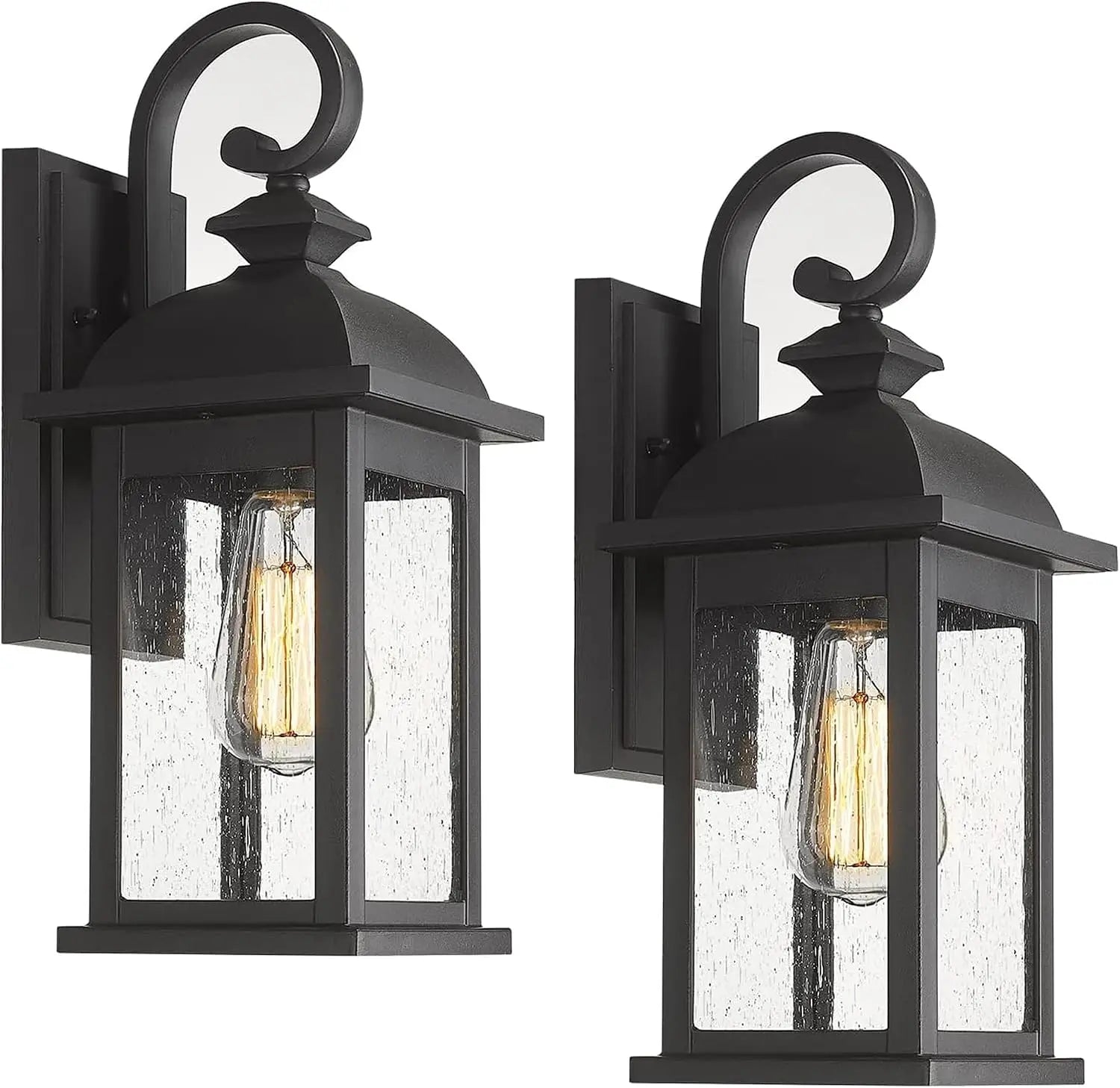 Exterior Wall Sconce, 2 Packs Outdoor Waterproof Wall Lights Fixture, E26 Socket Wall Lantern for Porch, Anti-Rust Matte Black