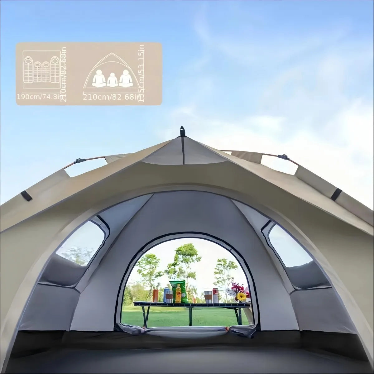 Small Silver Compact Auto-Tent - Quick 60-Second Setup Sunshade for 3-4 People,
