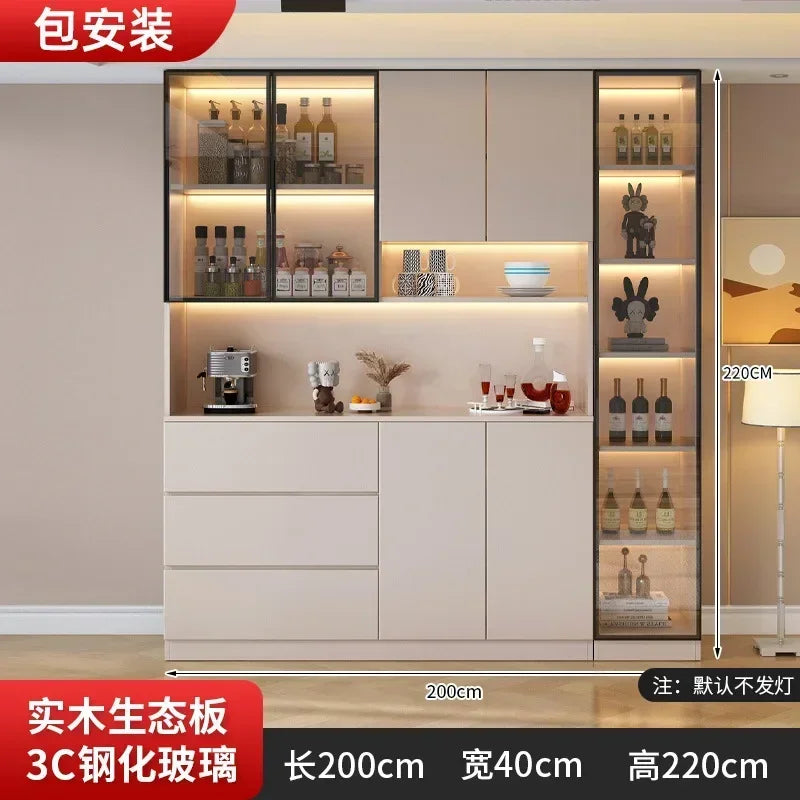 Large Modern Kitchen Pantry with Glass Doors and Drawers, Sideboard Buffet