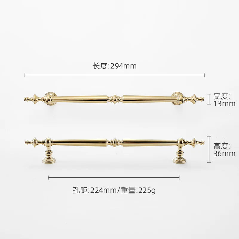 Bright Gold Luxury Solid Brass Handles for Cabinets and Drawers
