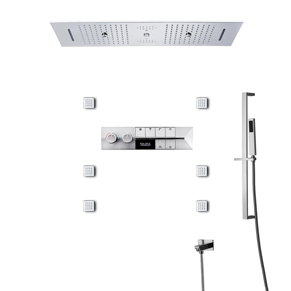 M Boenn Bathroom Spa 6 Functions Shower System, Rainfall Smart Thermostatic Showers Faucet Set