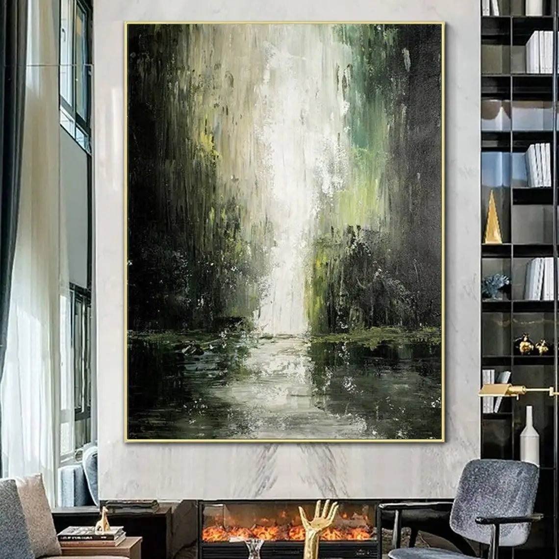 Abstract Waterfall Landscape Oil Painting Hand Painted Canvas Painting On canvas