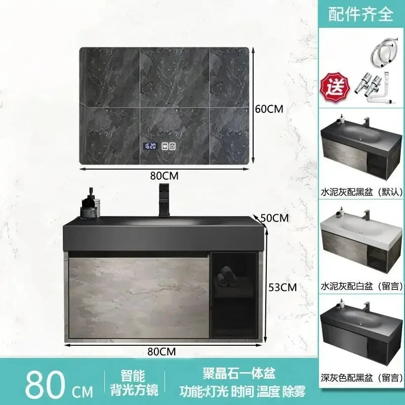 Modern Bathroom Cabinet, Smart Mirror, Integrated Washbasin Bathroom Vanity Cabinets with Sink