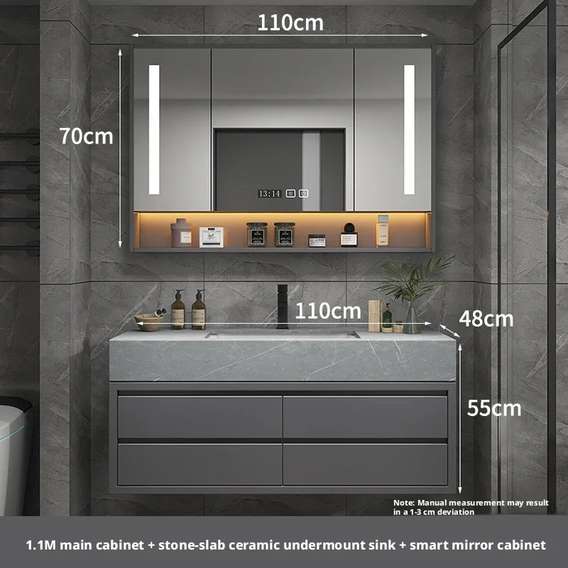 Solid Wood Modern Smart Home Bathroom Vanity Cabinet with Sink