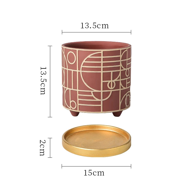 Simple Cylindrical Ceramic Flower Pot,, Succulent Plant Potted Garden Decoration