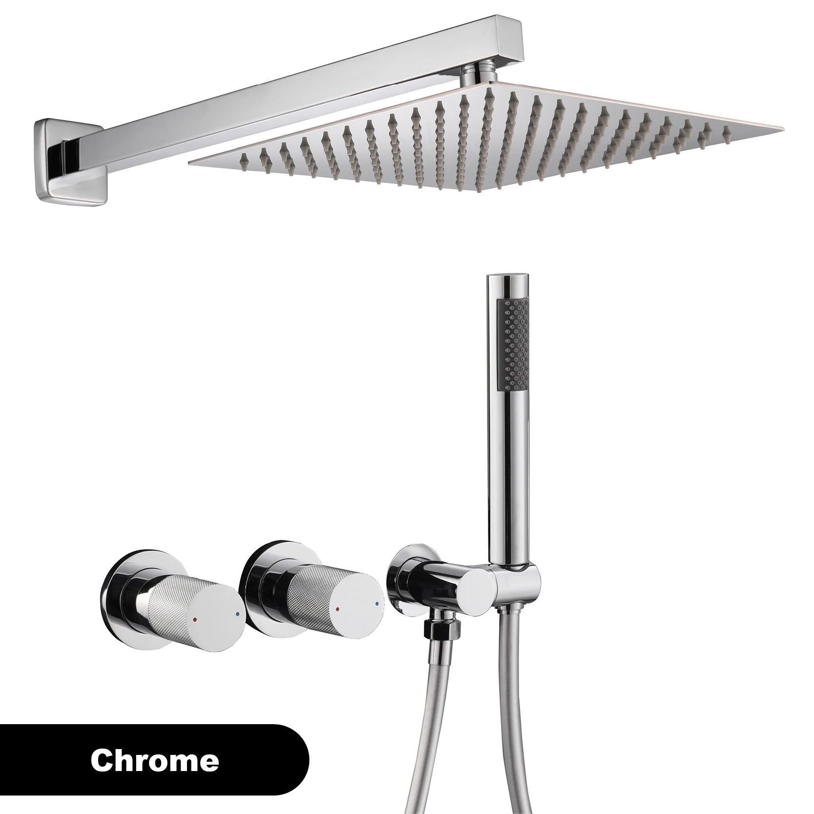 Luxury brass wall mounted shower system, embedded design with dual control hot and cold-water bathroom faucet, 48 variants