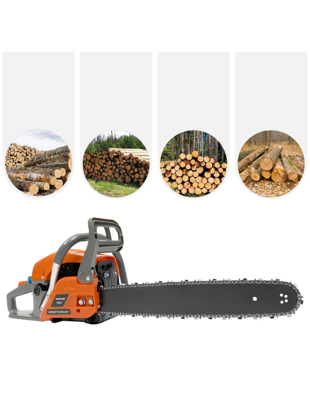 20" 58 CC Power Chain Saws Gas Powered 2 Stroke Handed Petrol Chainsaw Cutting Wood for Tree Trimming Craftsman Chainsaw
