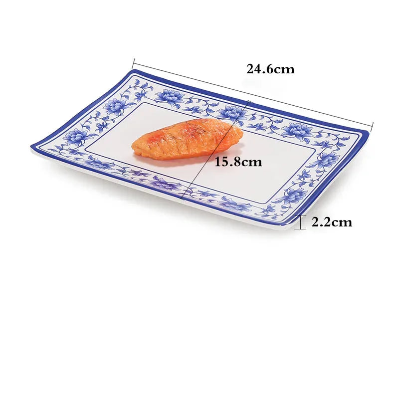1pc Food Grade Plastic Dinner Plates Chinese Melamine Plastic Is Not Easy To Break Rectangular Plate Restaurant Kitchen Supplies