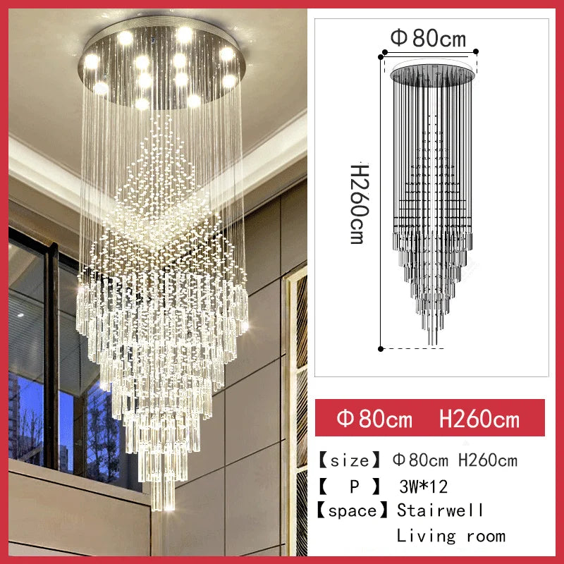 Modern LED Staircase Crystal Chandelier