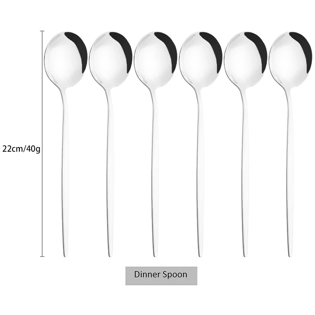 6Pcs Gold Ladle Spoon Dinnerware Western Stainless Steel Cutlery Set Dinner Spoon Soup Spoon Tableware Kitchen Silverware Set