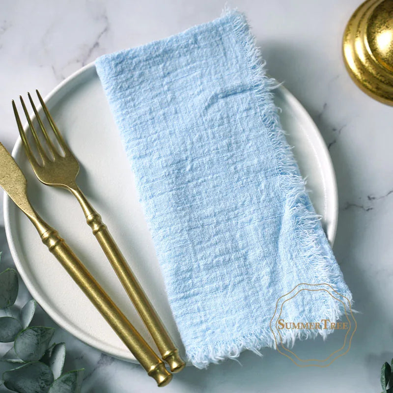 12PCS Napkins 41x41cm Cotton Cloth Gauze Retro Burr Rustic Linen Napkin