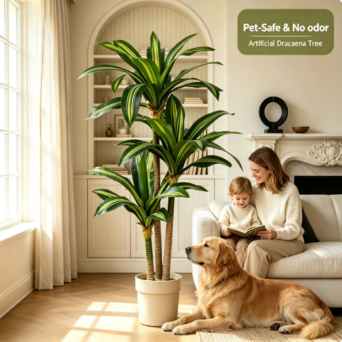 4ft/5ft/6ft Artificial Dracaena Tree in Pot