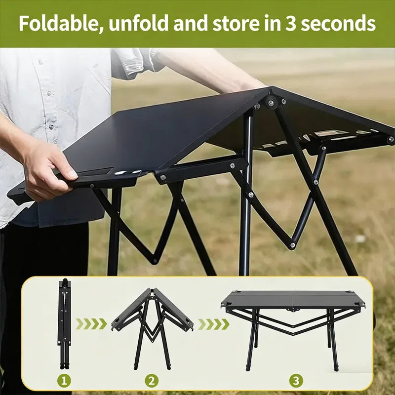 Portable Folding Stainless Steel Camping Table,