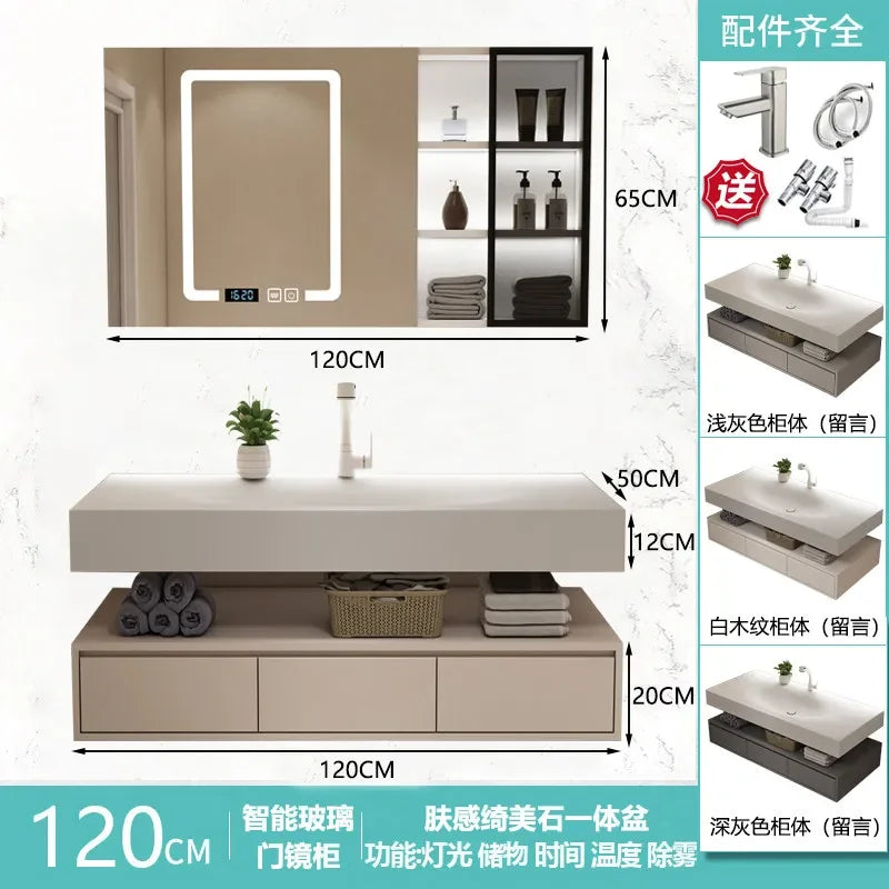 Modern Integrated Bathroom Vanity Washstand Basin, Combined Cabinet