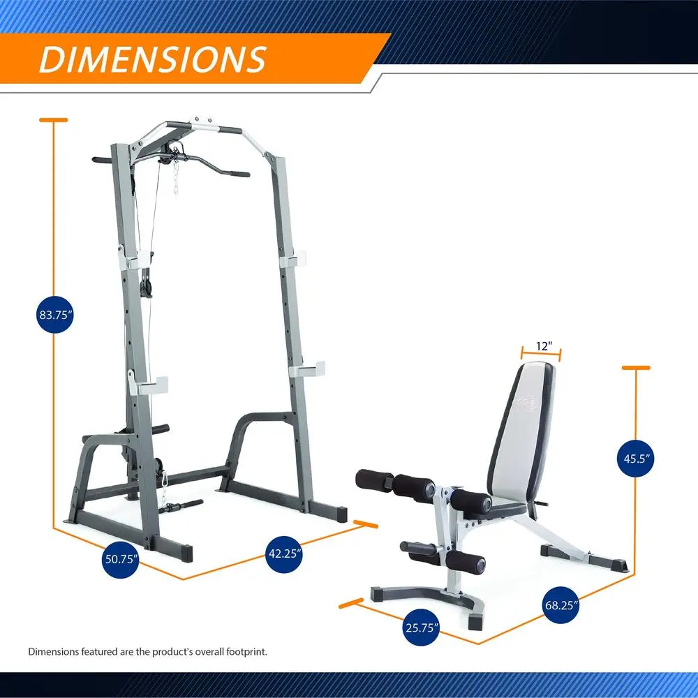 Pro Deluxe Cage System with Weightlifting Bench AllinOne Home Gym Equipment PM5108