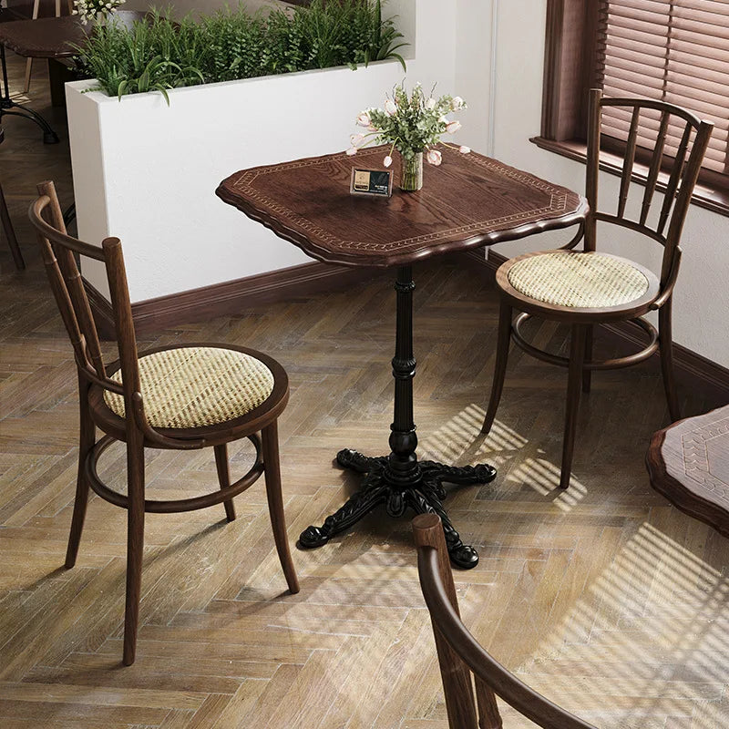 American Retro Cafe Solid Wood Table and Chair Combination Milk Tea Dessert Bakery Restaurant Commercial Dining Table and Chair