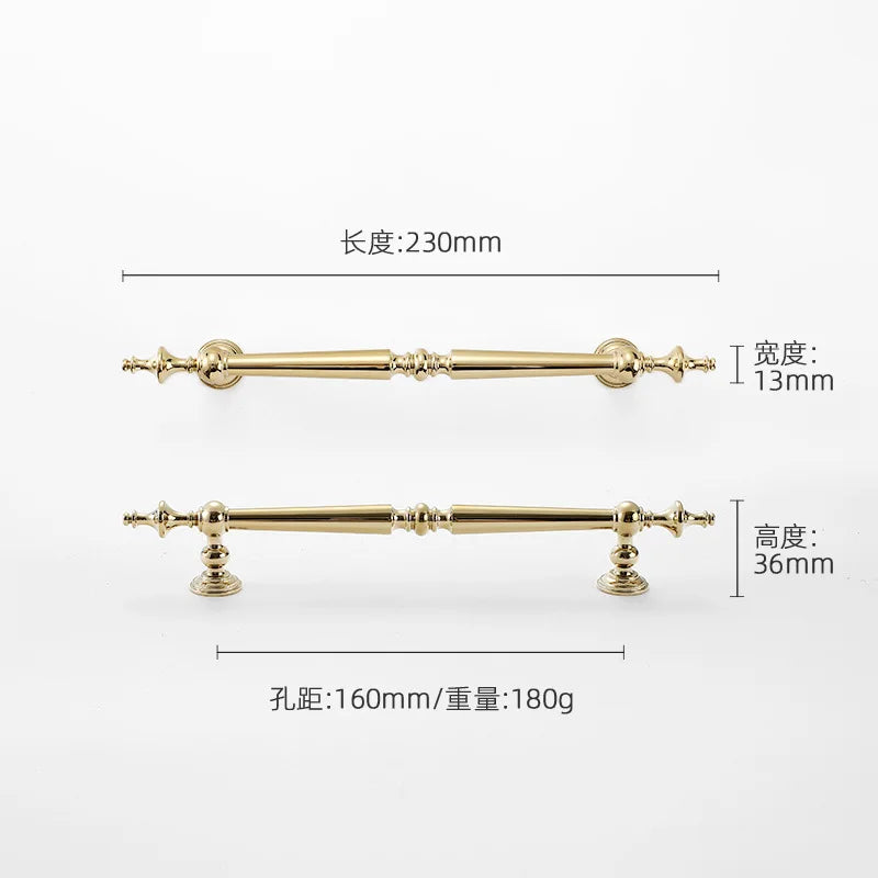 Bright Gold Luxury Solid Brass Handles for Cabinets and Drawers