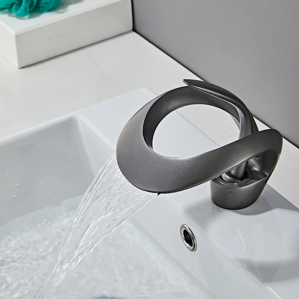 Bathroom White/Gray/Black Aluminum Alloy Single Handle Faucet
