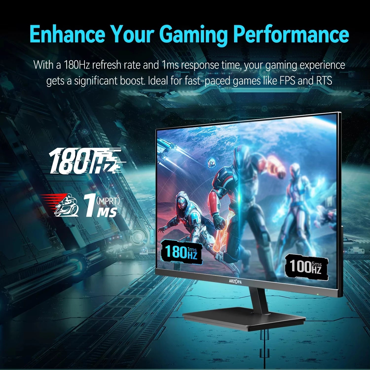 New ARZOPA 27 inch monitor 180hz gaming monitor QHD 2K Monitor for PC,2560*1440,Fast IPS,with Type-C,Samsung DeX mode,FreeSync