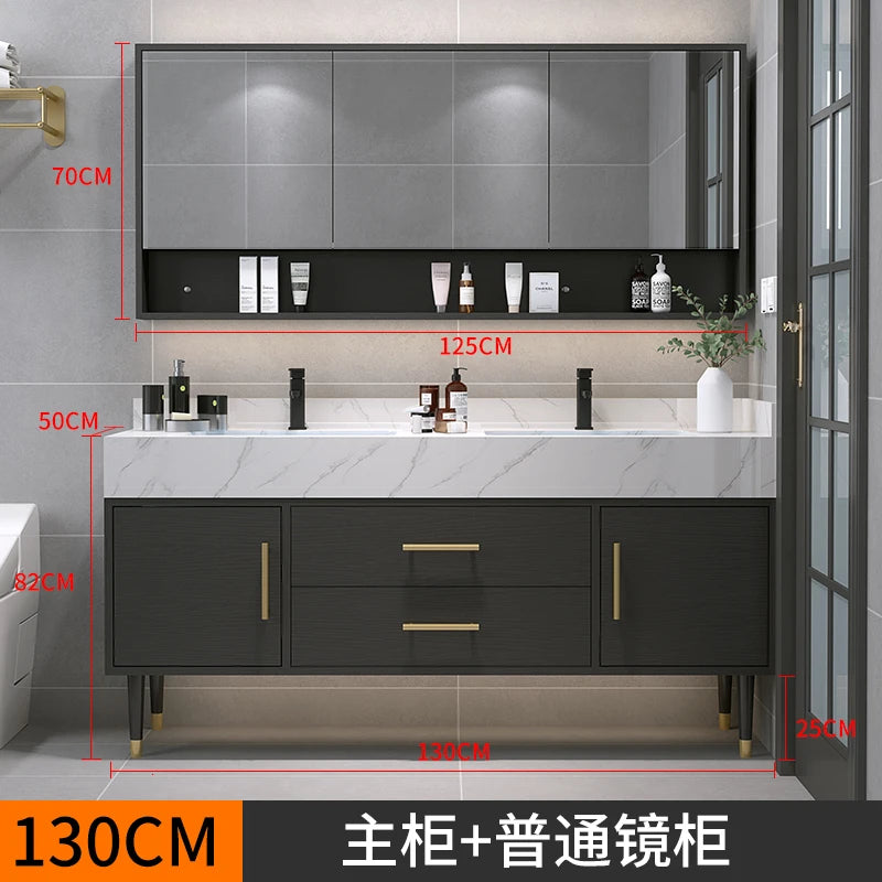 Marble Countertop  Bathroom Wood Cabinet, Smart Mirror, Vanity Unit Basin Faucet Combination