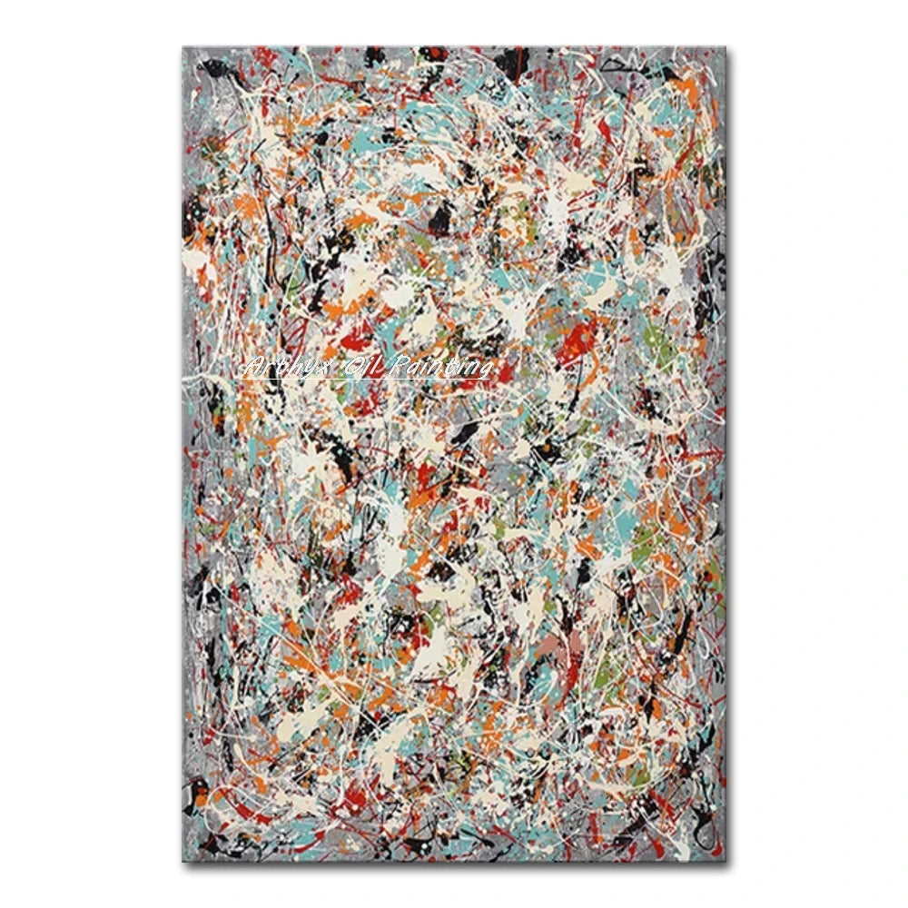 Arthyx,Hand Painted Copy Jackson Pollock Style Oil Painting on Canvas