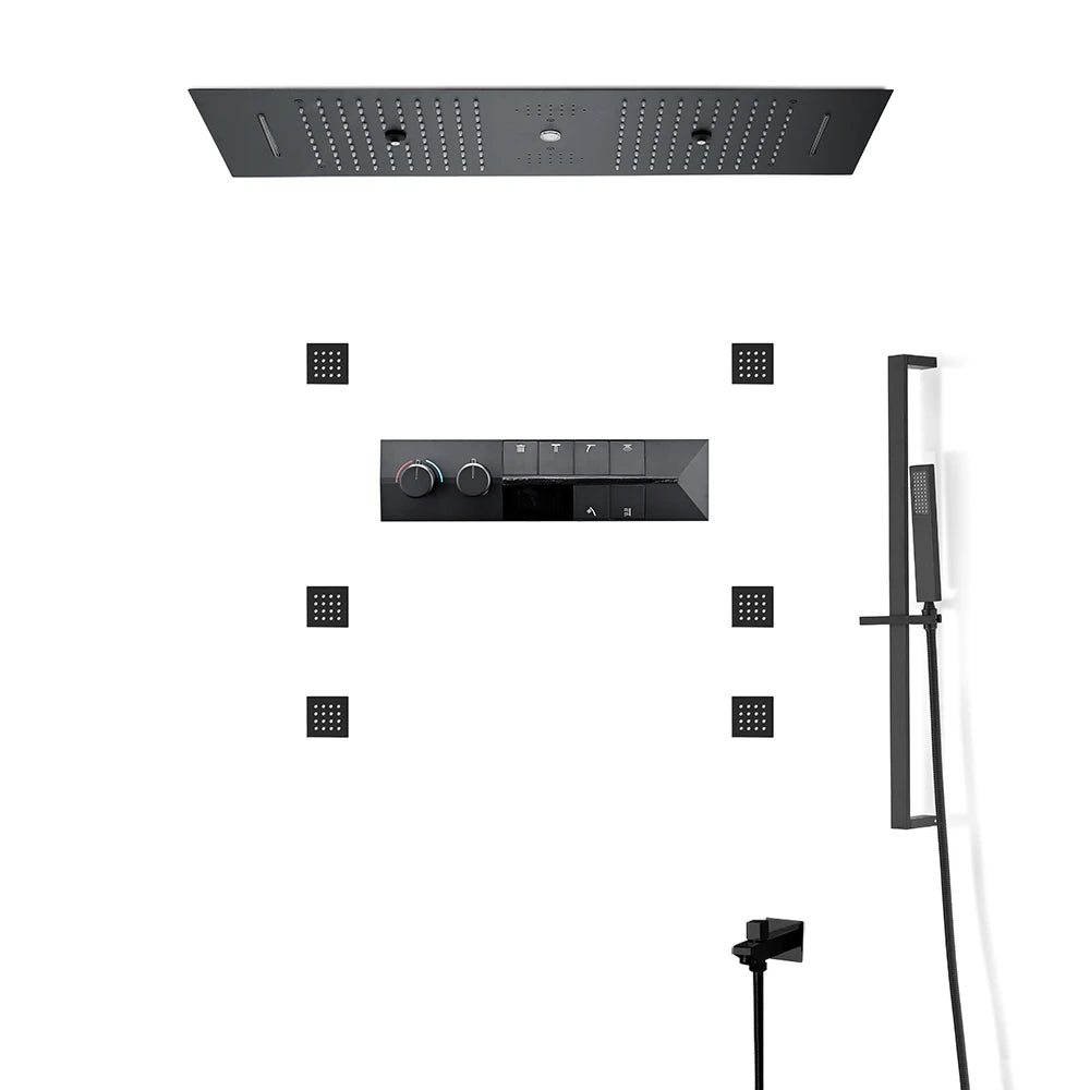 M Boenn Bathroom Spa 6 Functions Shower System, Rainfall Smart Thermostatic Showers Faucet Set