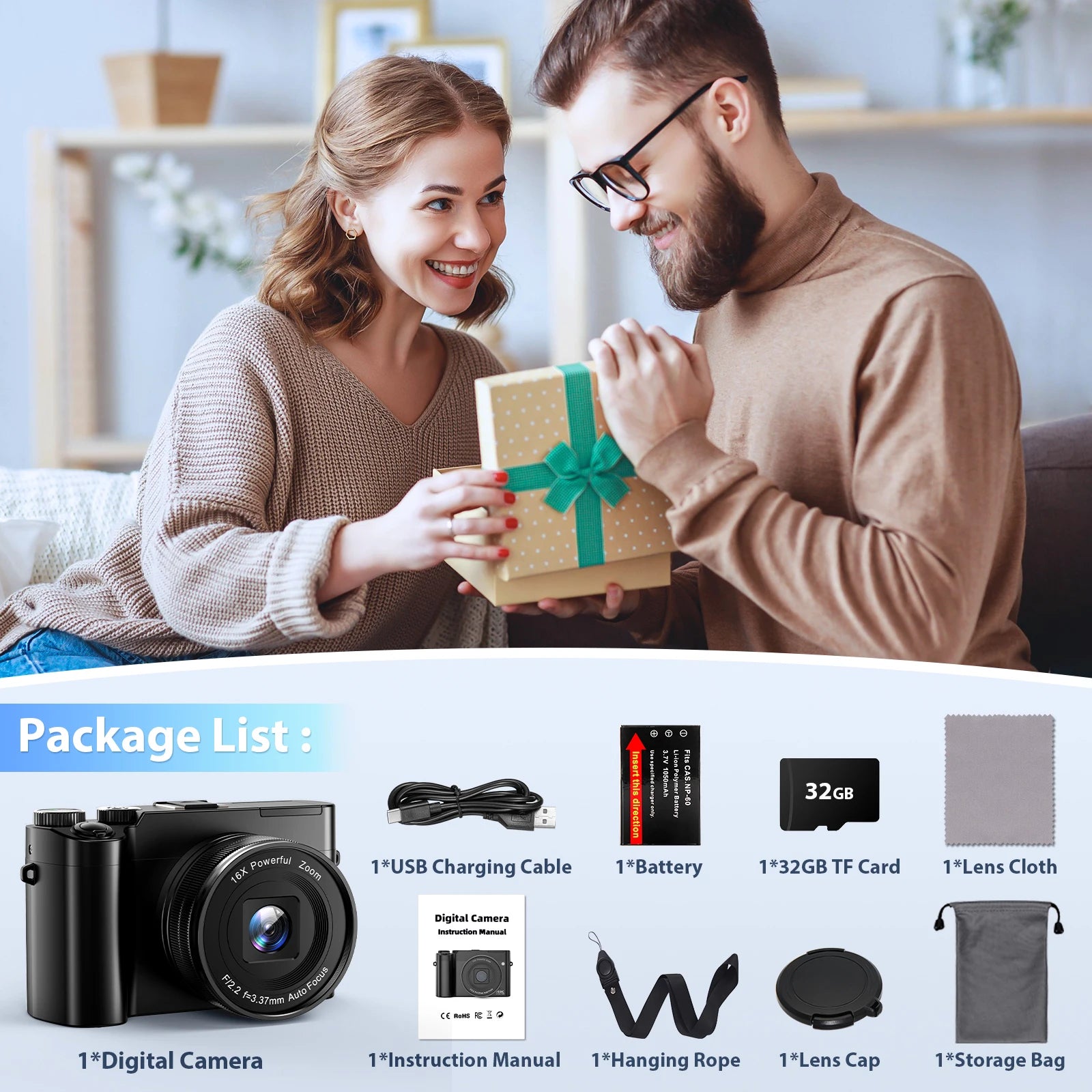 4K Digital Camera for Photography and Video, Autofocus 48MP Vlogging Camera, 3'' 180° Flip Screen with Flash