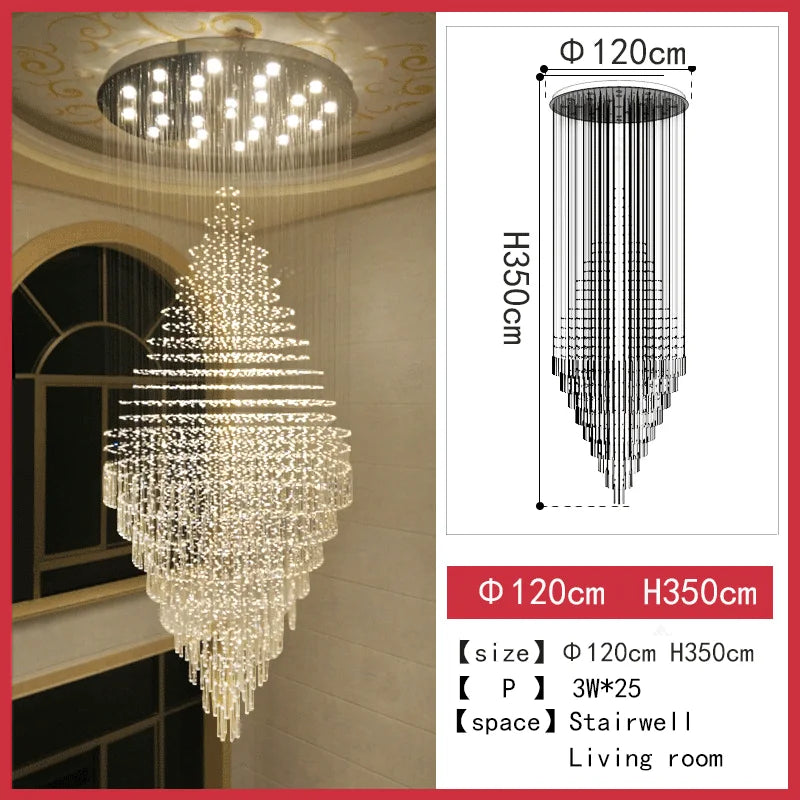 Modern LED Staircase Crystal Chandelier