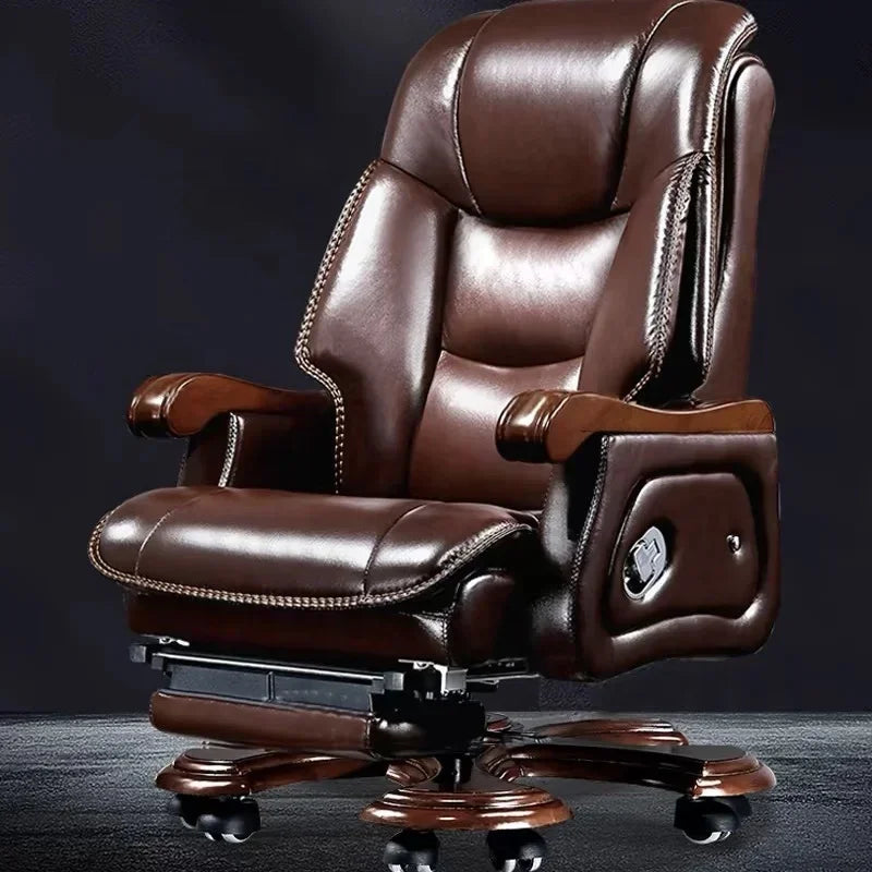 #i Chinese Boss Chair, Business leather CEO Office chair with massage pedal,