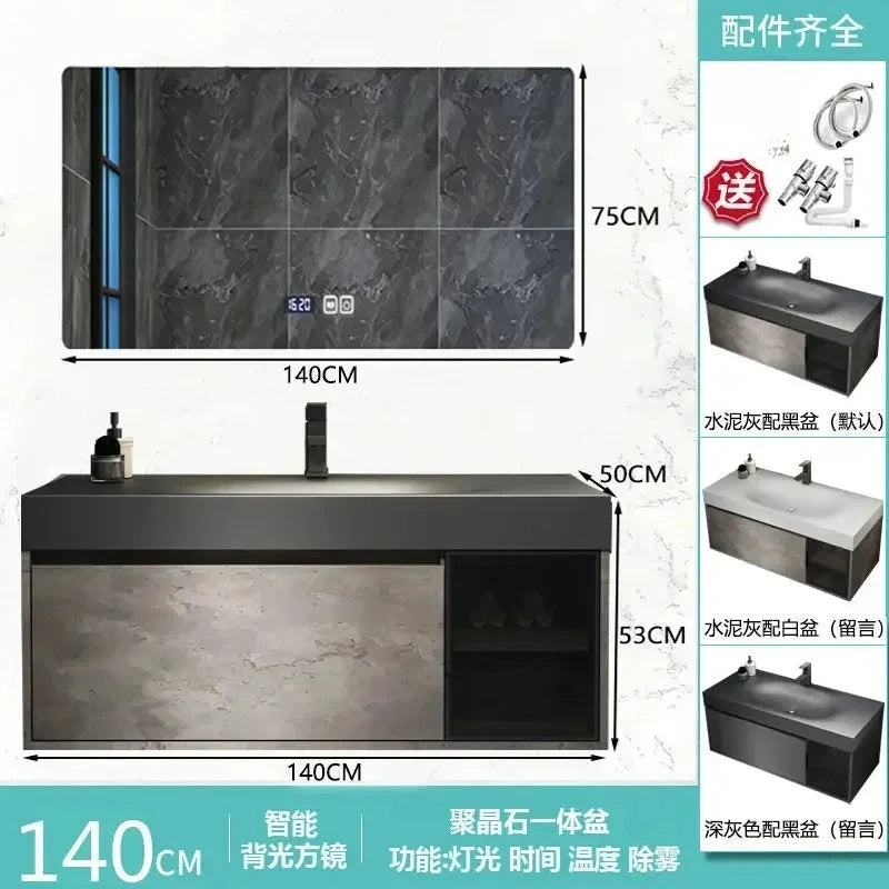 Modern Bathroom Cabinet, Smart Mirror, Integrated Washbasin Bathroom Vanity Cabinets with Sink