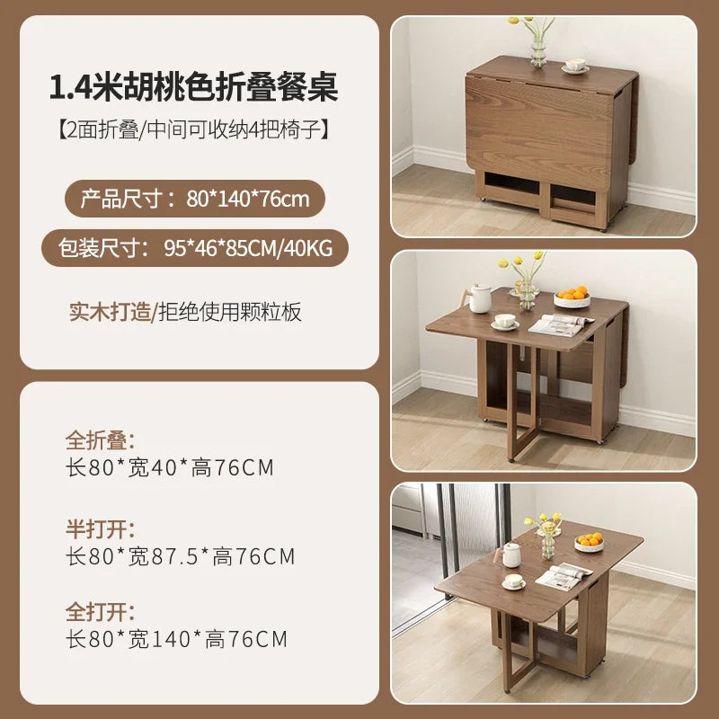 Folding Dining Table Set 6 Chairs, Luxury Modern Space Savers