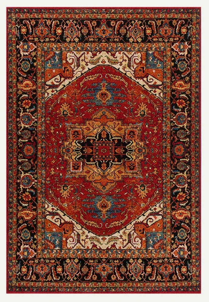 Red Turkish Vintage Design Carpet for Living Room Bedroom Floor Rug Boho Washable Themed Decor Floor Mat Kitchen table floor mat