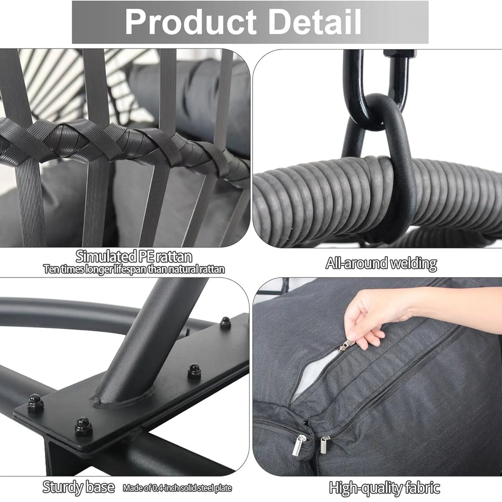 Hanging Egg Swing Chair w/ Stand All-Weather Wicker