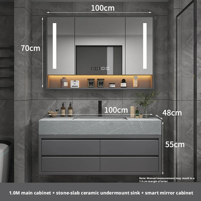 Solid Wood Modern Smart Home Bathroom Vanity Cabinet with Sink