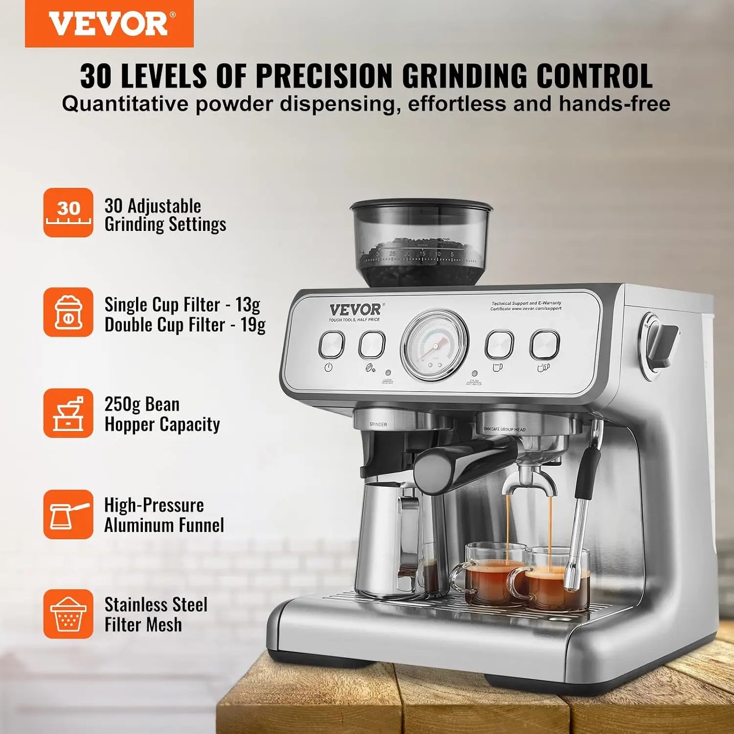 Espresso Machine Built-in Grinder,