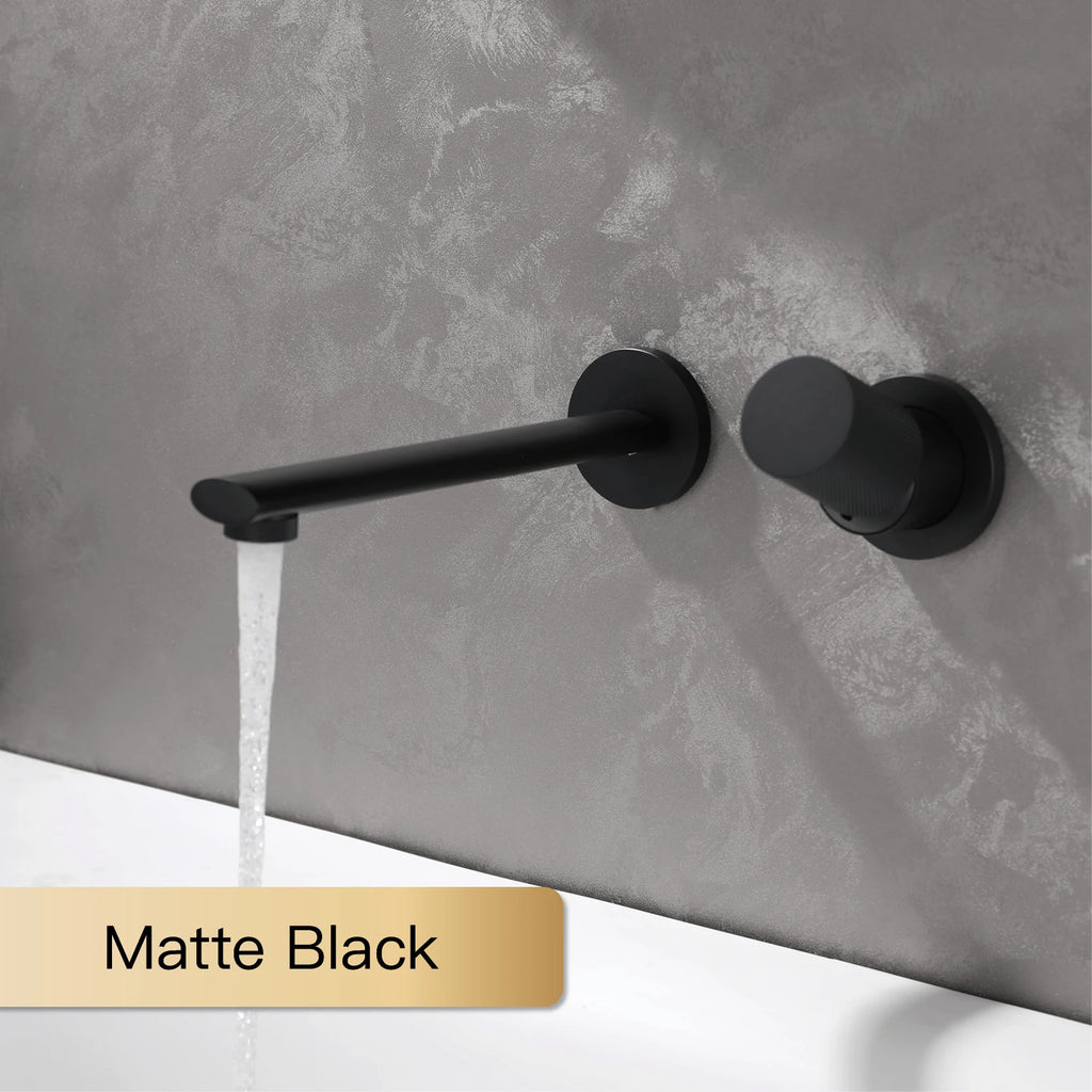 Luxury Brass Wall Mounted Bathroom Faucet with Single Handle and 2-Hole Modern Design, Six Finishes.
