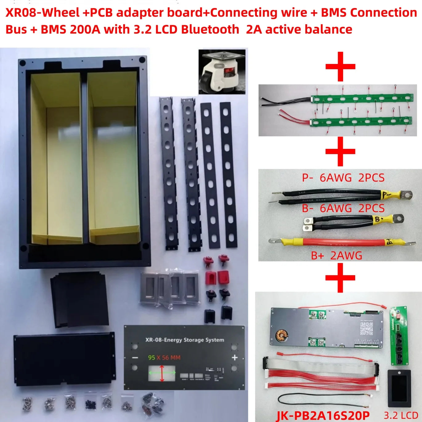 JK BMS-3.2 LCD XR08- 48V280AH Power Box LiFePO4 Battery Case Solar Home Energy Storage 16S 51.2v DIY Kit For EVE CATL 280 310AH