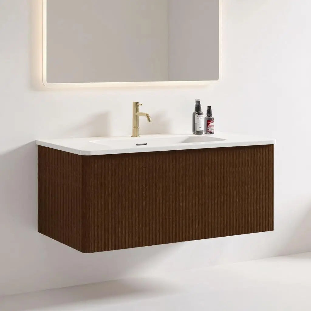 36" Modern Floating Vanity with Push Open Soft Close Drawer, Large Storage